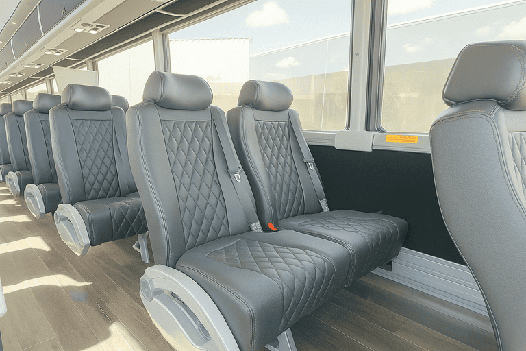 interior of Framingham Coach Bus Service charter bus