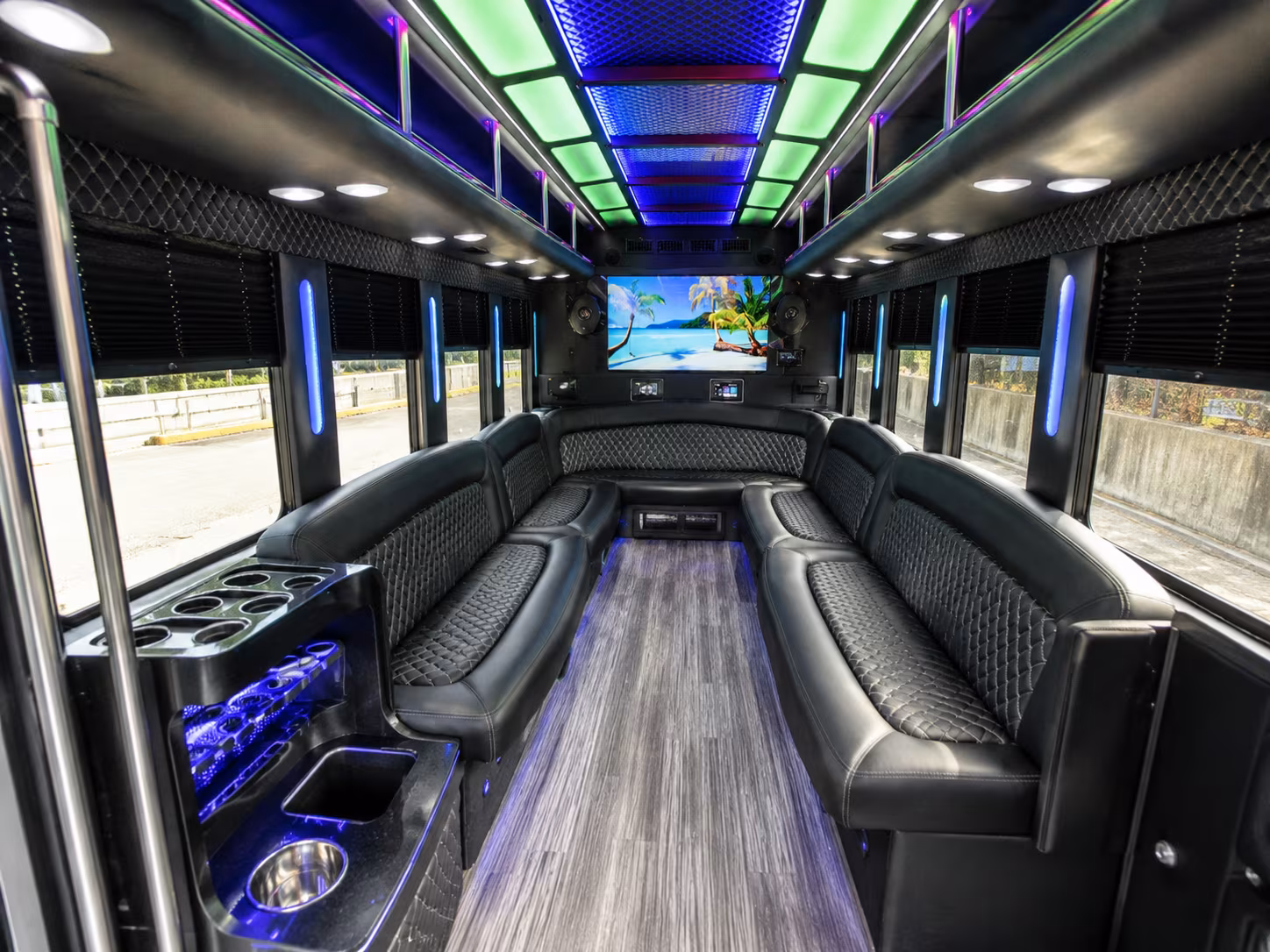 framingham 18 passenger party bus inside