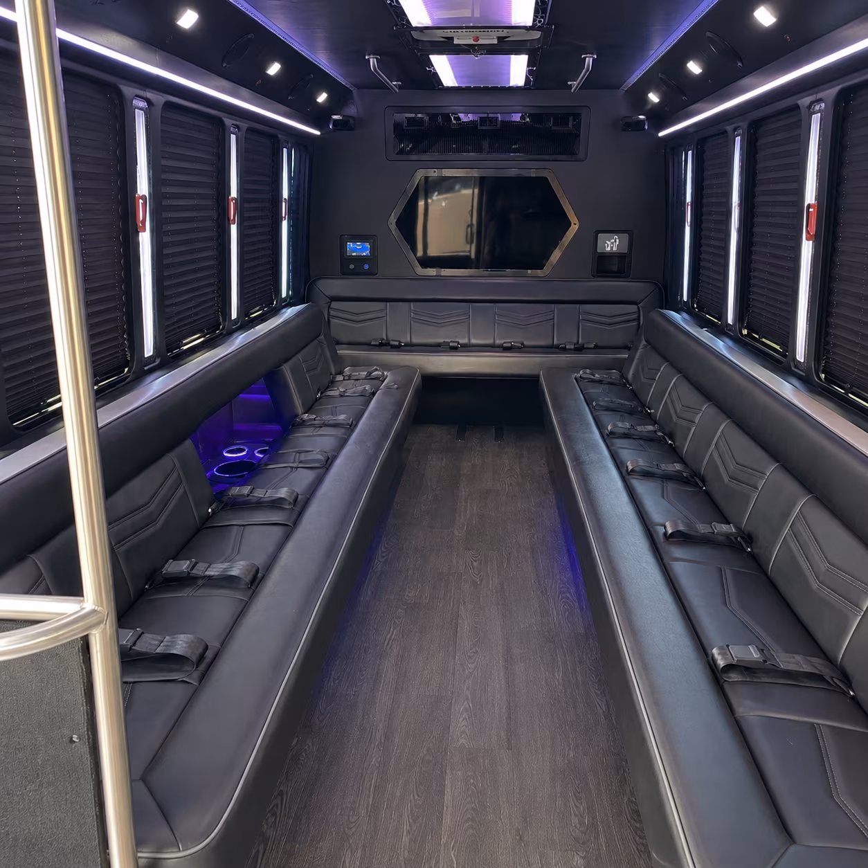 framingham 18 passenger party bus interior