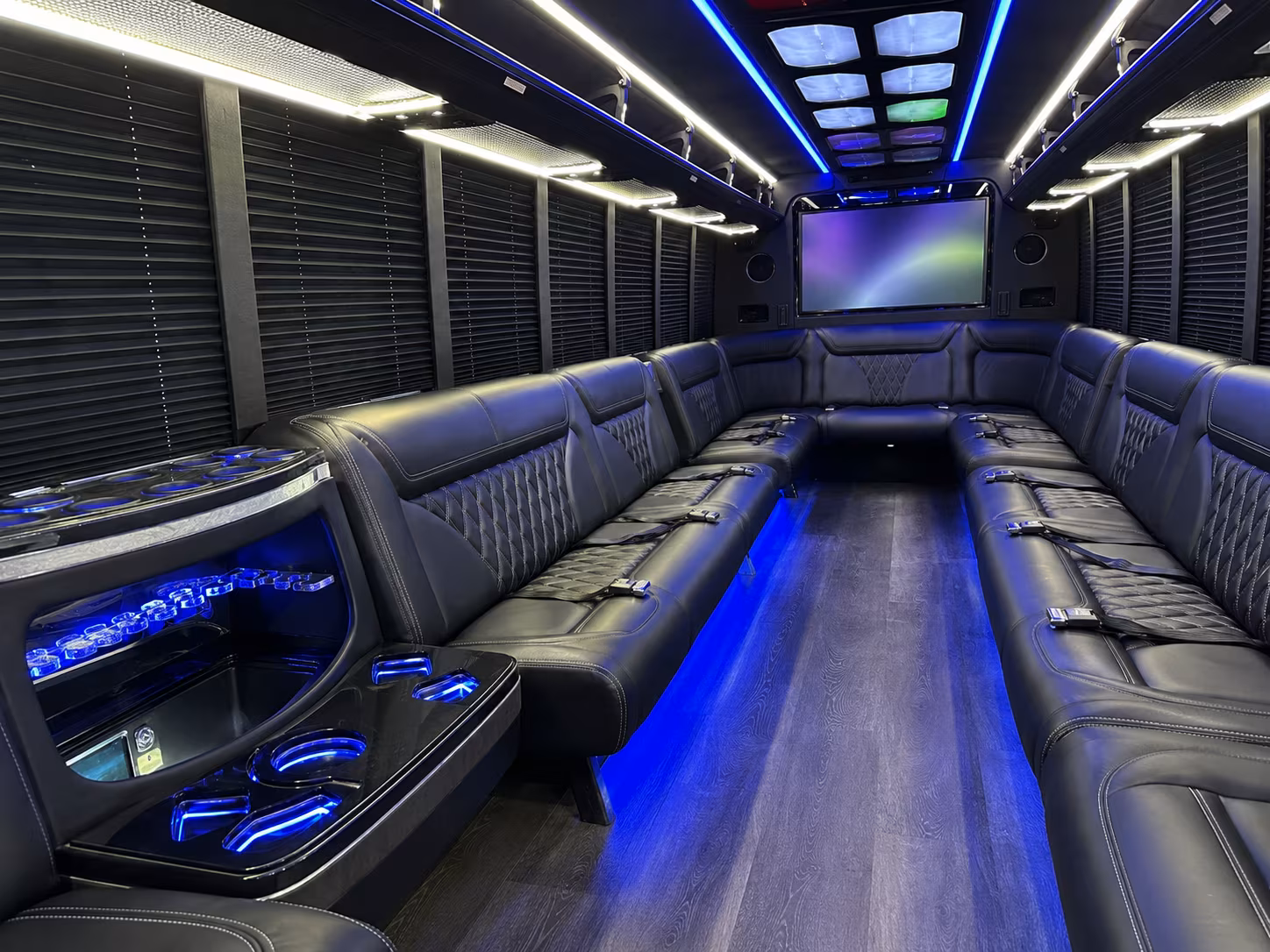 framingham 20 passenger party bus inside