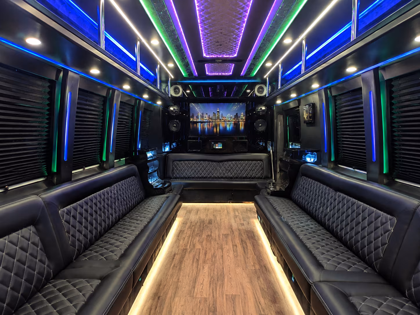 framingham 25 passenger party bus interior