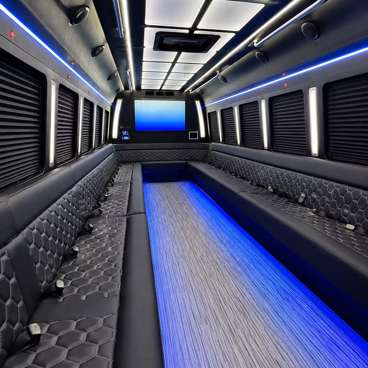 framingham 50 passenger party bus inside